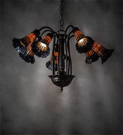 Meyda Tiffany Stained Glass Pond Lily 236534 Chandelier Light - Mahogany Bronze