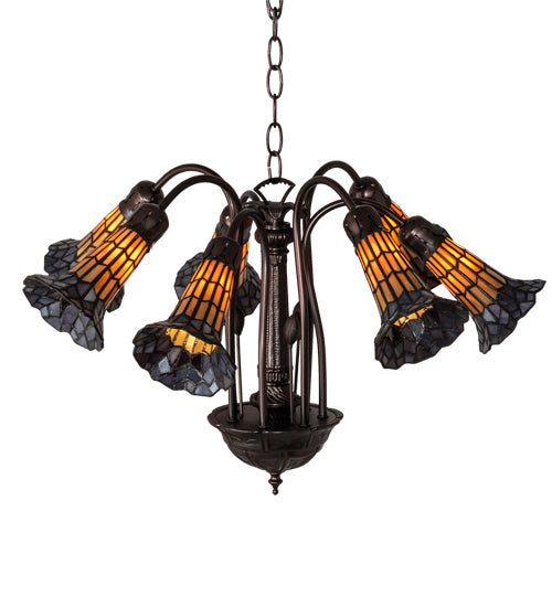 Meyda Tiffany Stained Glass Pond Lily 236534 Chandelier Light - Mahogany Bronze