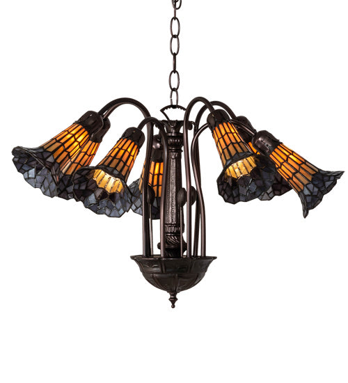 Meyda Tiffany Stained Glass Pond Lily 236534 Chandelier Light - Mahogany Bronze