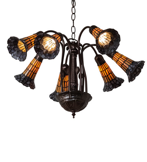 Meyda Tiffany Stained Glass Pond Lily 236534 Chandelier Light - Mahogany Bronze