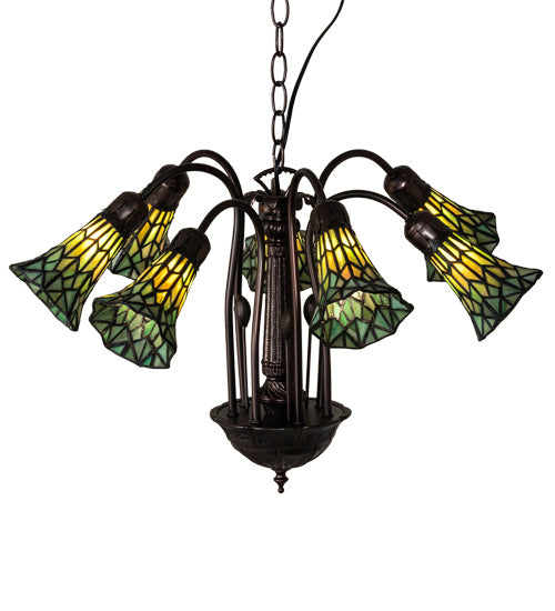 Meyda Tiffany Stained Glass Pond Lily 236537 Chandelier Light - Mahogany Bronze