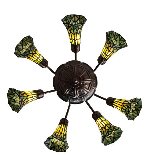 Meyda Tiffany Stained Glass Pond Lily 236537 Chandelier Light - Mahogany Bronze