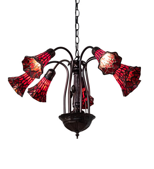 Meyda Tiffany Stained Glass Pond Lily 49252 Chandelier Light - Mahogany Bronze