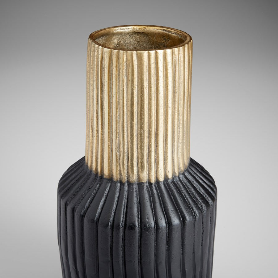Cyan 10625 Vases & Planters - Matt Black And Gold