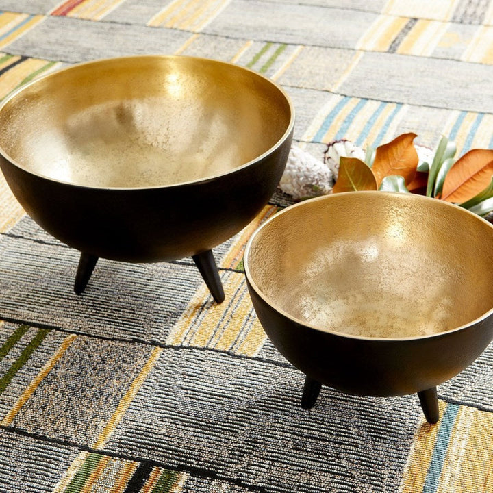Cyan 10636 Bowls & Plates - Matt Black And Gold