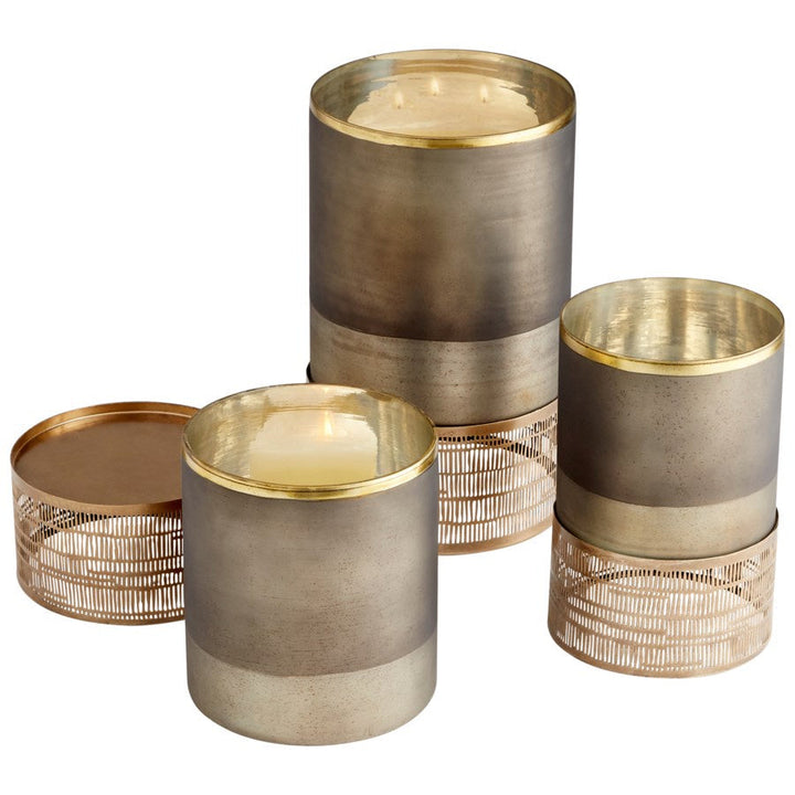 Cyan 10700 Candle Holders - Black Onyx And Antique Brass