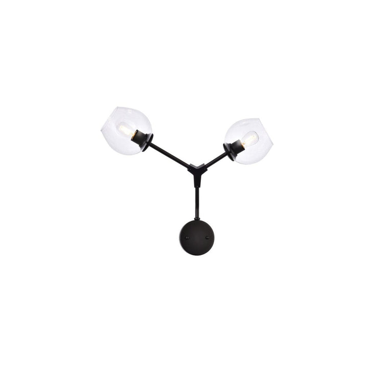 Elegant Cavoli 1712W26BK Wall Sconce Light - Black And Clear