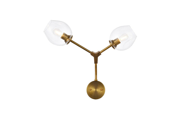 Elegant Cavoli 1712W26BR Wall Sconce Light - Brass And Clear