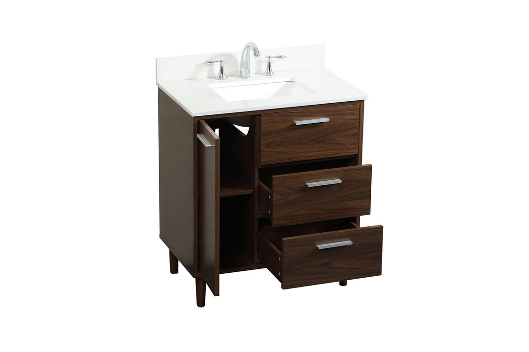 Elegant Lighting VF47030MWT-BS Modern Baldwin Plumbing Walnut