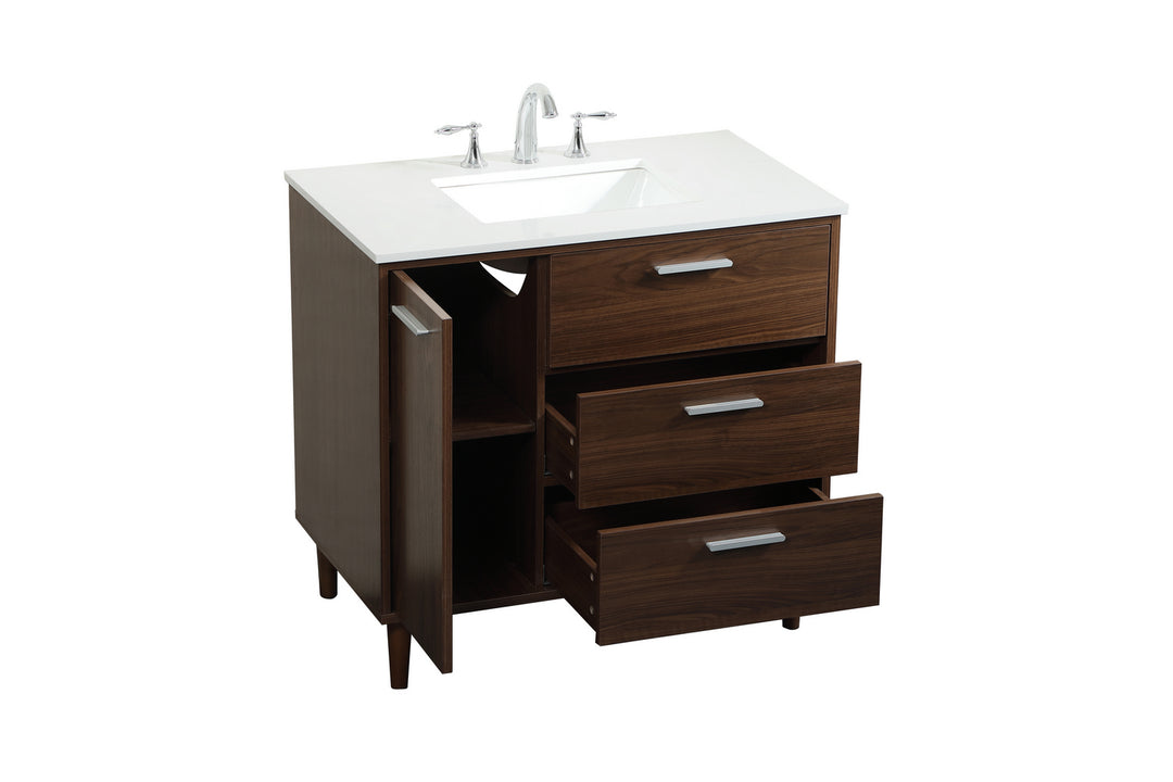 Elegant Lighting VF47036MWT Modern Baldwin Plumbing Walnut