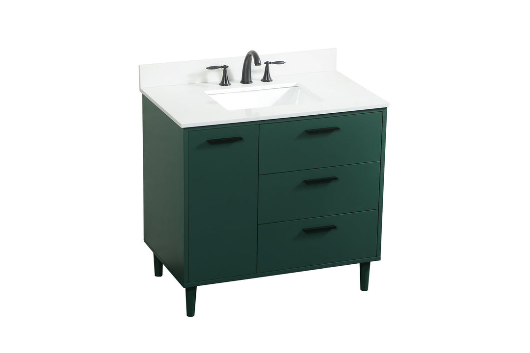 Elegant Lighting VF47036MGN-BS Modern Baldwin Plumbing Green