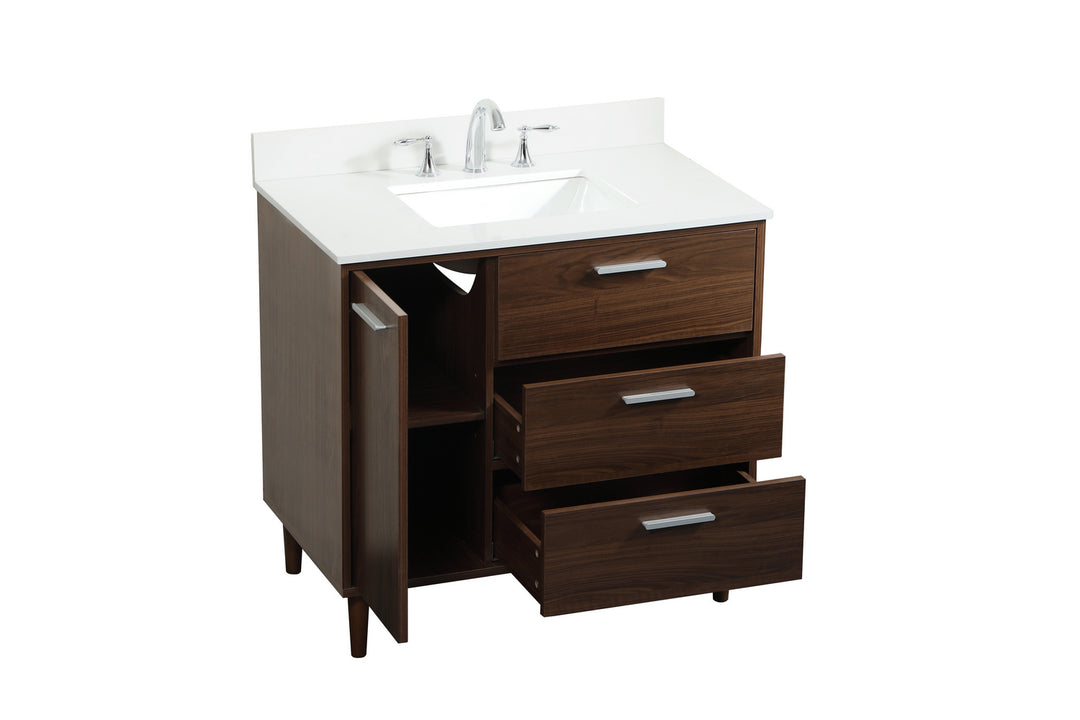 Elegant Lighting VF47036MWT-BS Modern Baldwin Plumbing Walnut