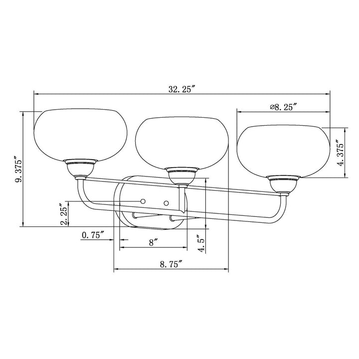Forte Cameron 5732-03-04 Bath Vanity Light 33 in. wide - Black
