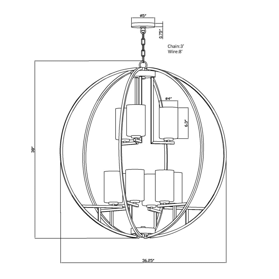 Forte Orbit 2720-09-32 Chandelier Light - Antique Bronze