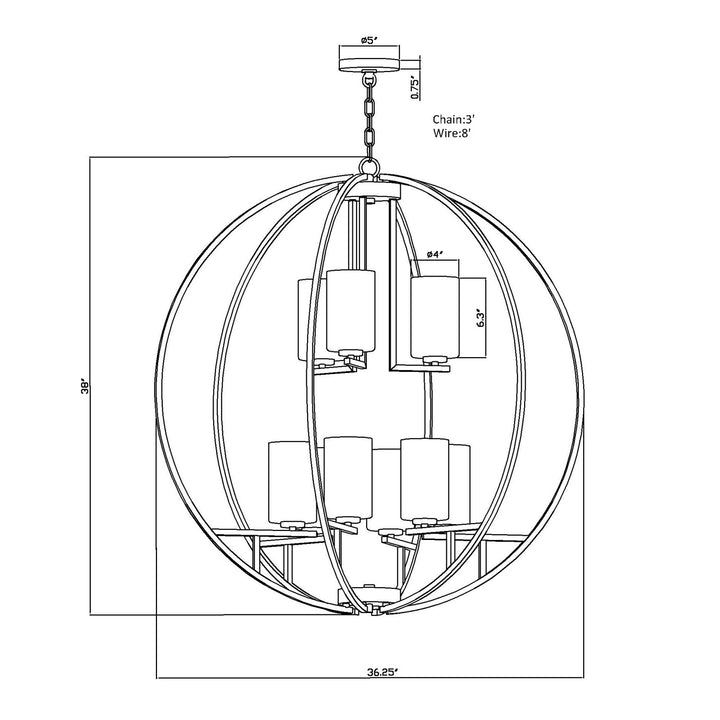 Forte Orbit 2720-09-32 Chandelier Light - Antique Bronze