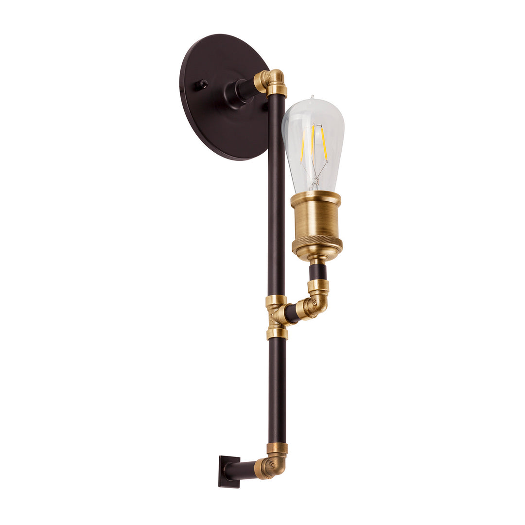 Forte Piper 7116-01-51 Wall Light - Black and Antique Brass