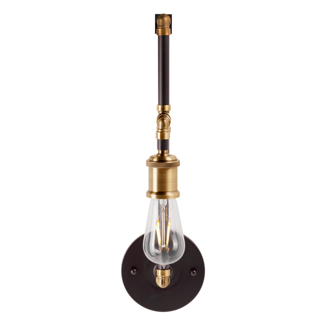 Forte Piper 7116-01-51 Wall Light - Black and Antique Brass