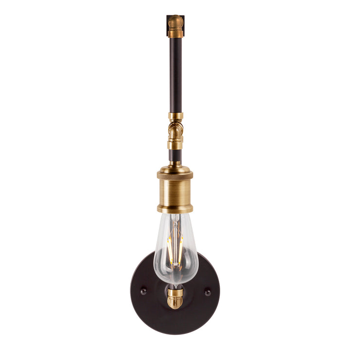 Forte Piper 7116-01-51 Wall Light - Black and Antique Brass