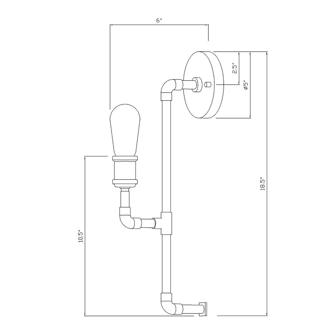 Forte Piper 7116-01-51 Wall Light - Black and Antique Brass