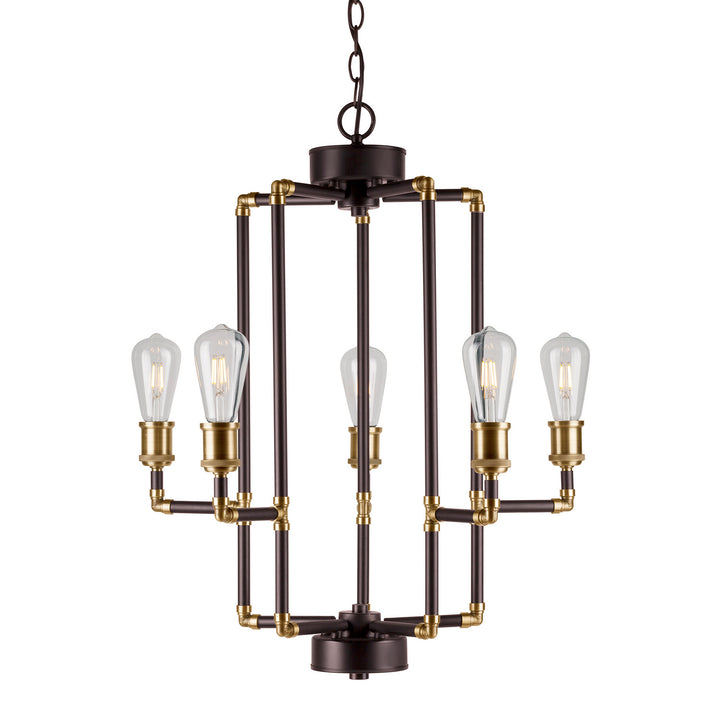 Forte Piper 7116-05-51 Chandelier Light - Black and Antique Brass