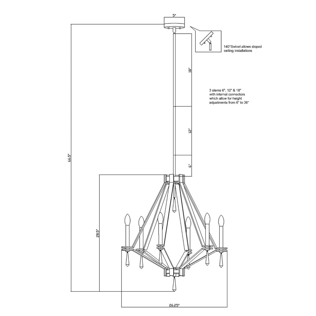 Forte Robin 7143-06-04 Chandelier Light - Black