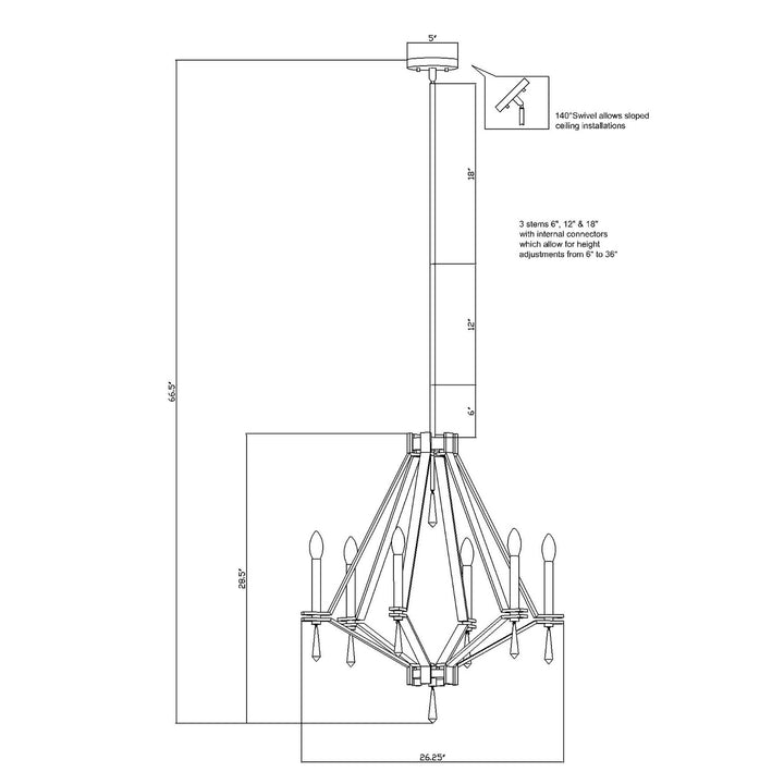 Forte Robin 7143-06-04 Chandelier Light - Black