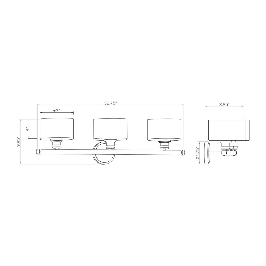 Forte Zane 5748-03-04 Bath Vanity Light 33 in. wide - Black
