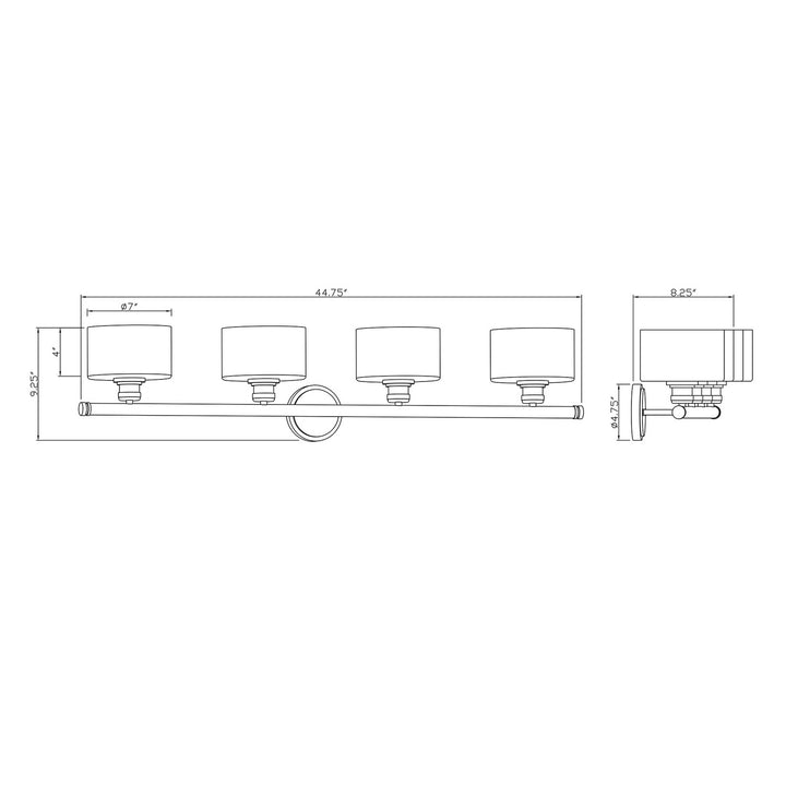 Forte Zane 5748-04-04 Bath Vanity Light 45 in. wide - Black