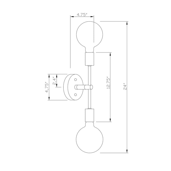 Forte Baton 7117-02-04 Wall Light - Black