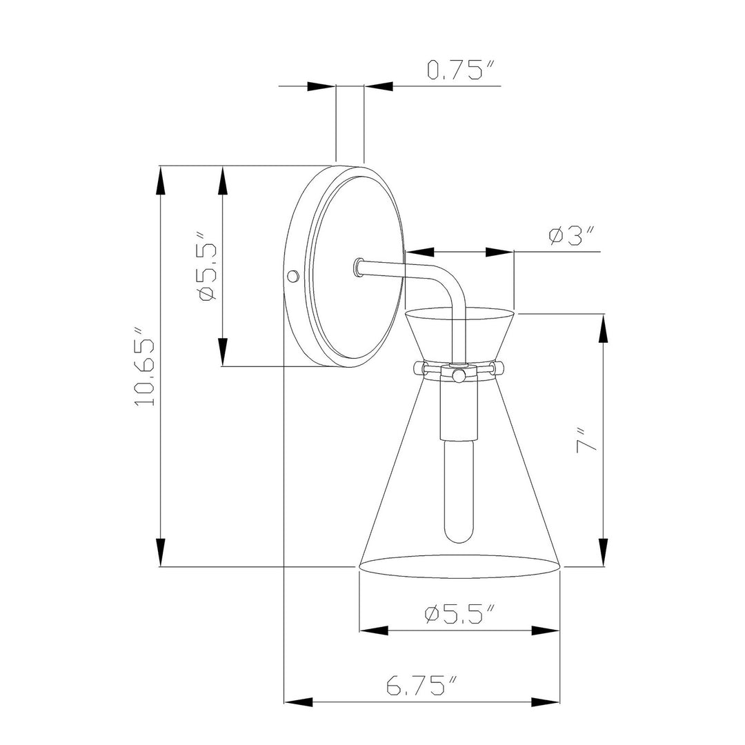 Forte Beaker 5733-01-04 Wall Light - Black