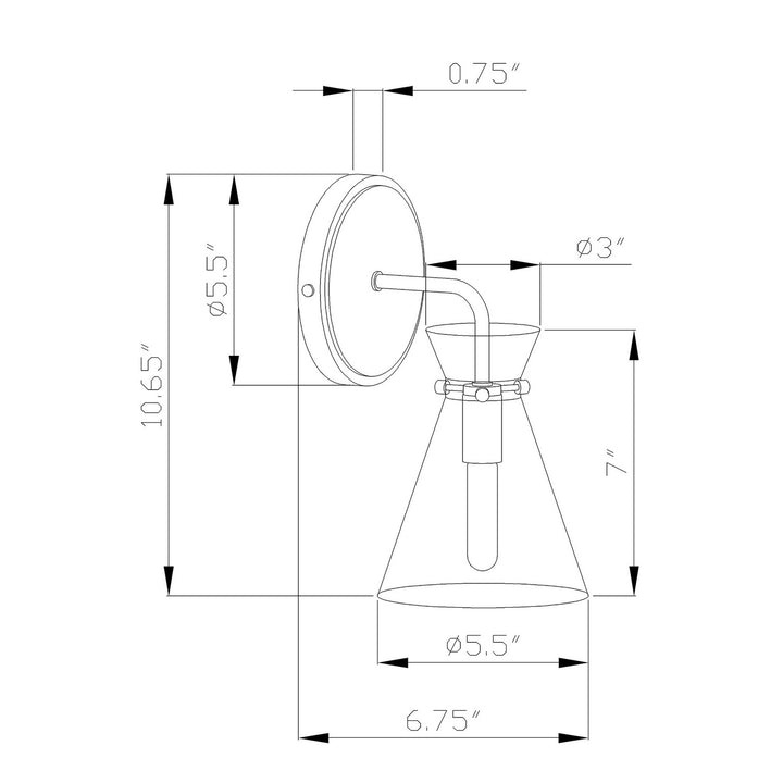 Forte Beaker 5733-01-04 Wall Light - Black