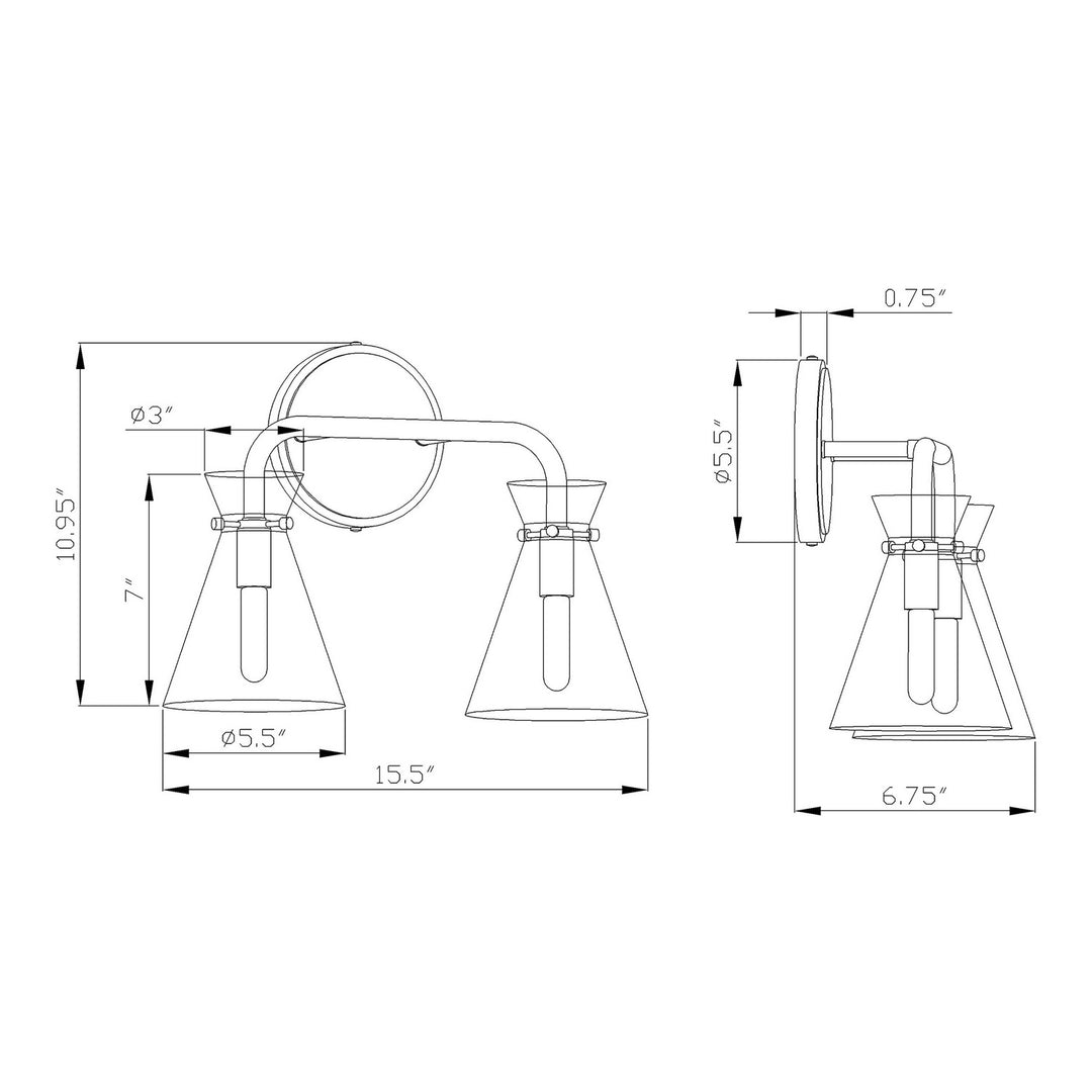 Forte Beaker 5733-02-12 Bath Vanity Light 16 in. wide - Soft Gold