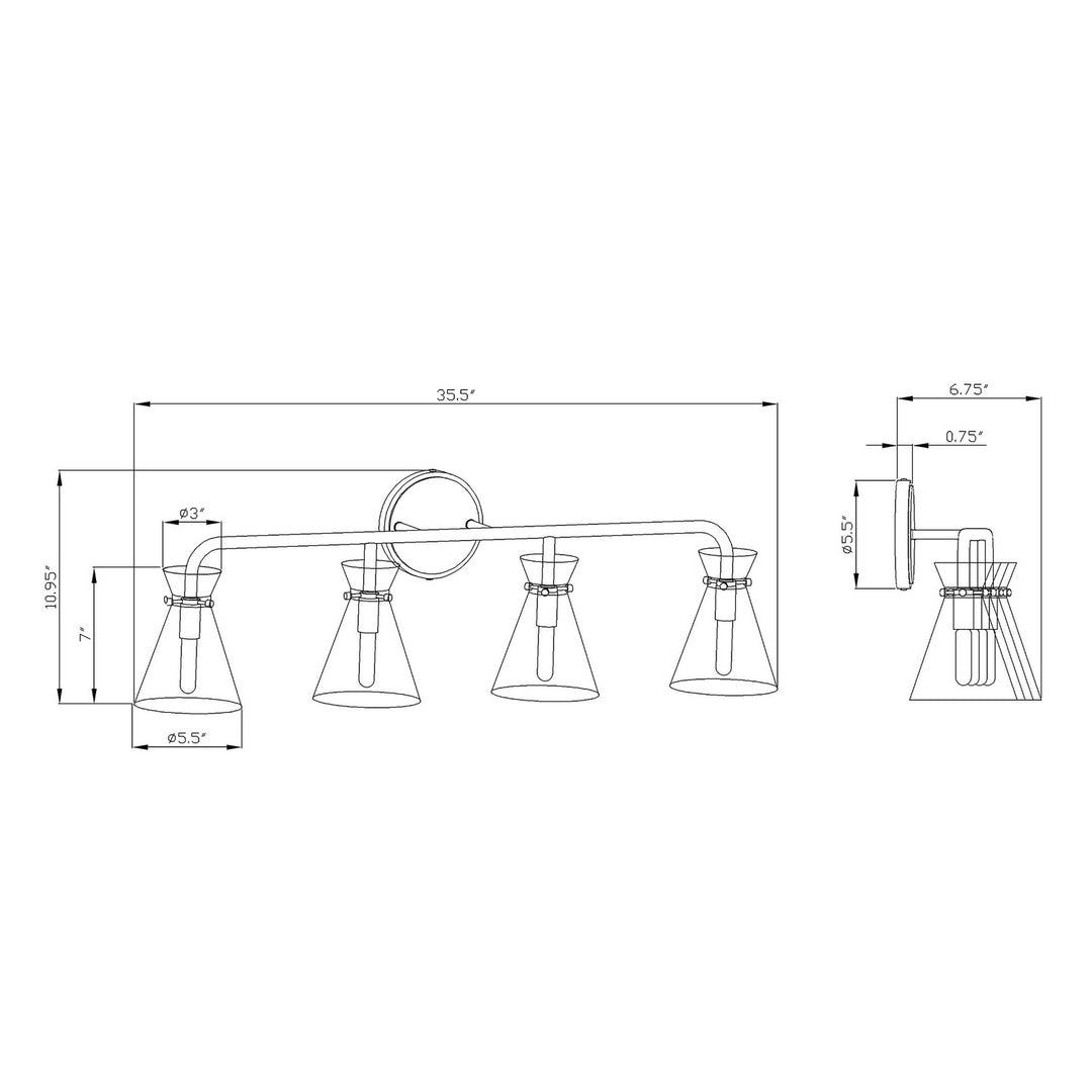 Forte Beaker 5733-04-04 Bath Vanity Light 36 in. wide - Black
