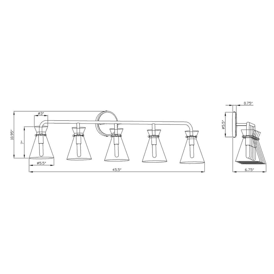 Forte Beaker 5733-05-04 Bath Vanity Light 46 in. wide - Black