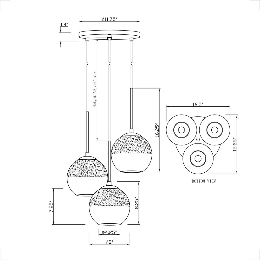Forte Callisto 2757-03-04 Pendant Light - Black