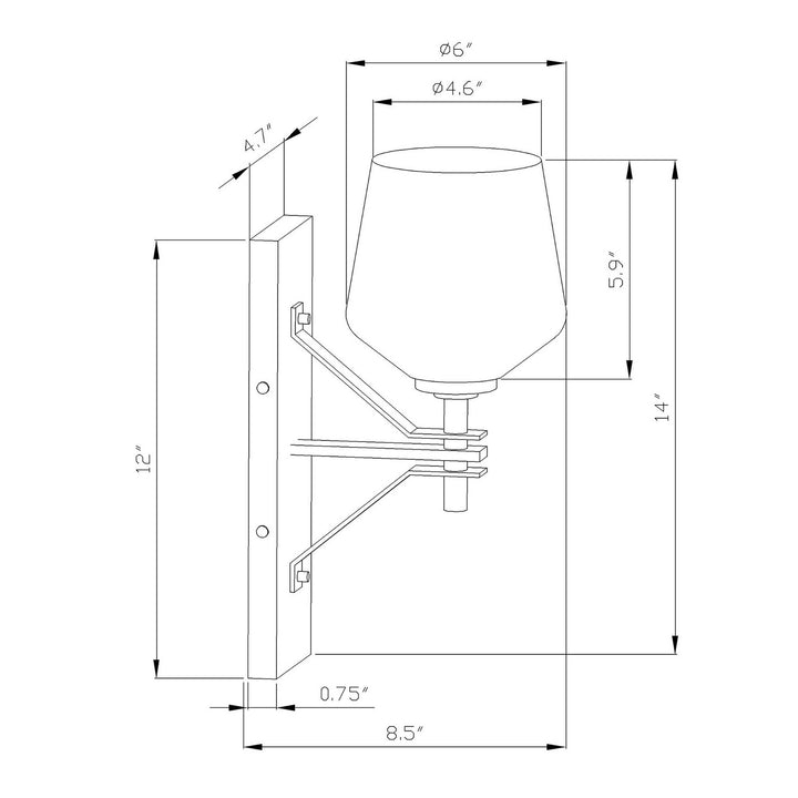 Forte Chalice 5743-01-04 Wall Light - Black