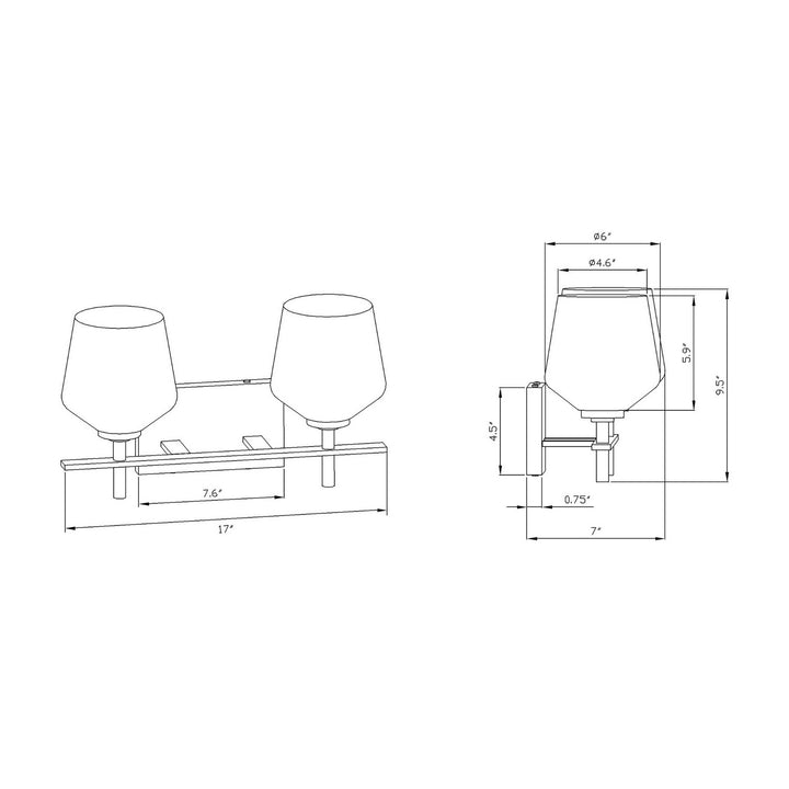 Forte Chalice 5743-02-04 Bath Vanity Light 17 in. wide - Black