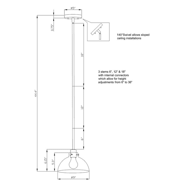 Forte Della 2734-01-40 Pendant Light - Black and Brushed Nickel