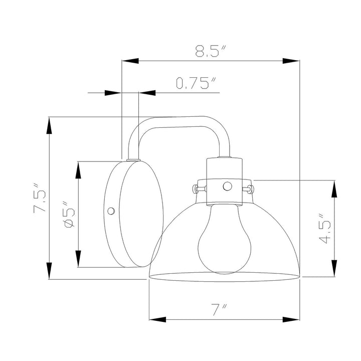 Forte Della 5734-01-40 Wall Light - Black and Brushed Nickel