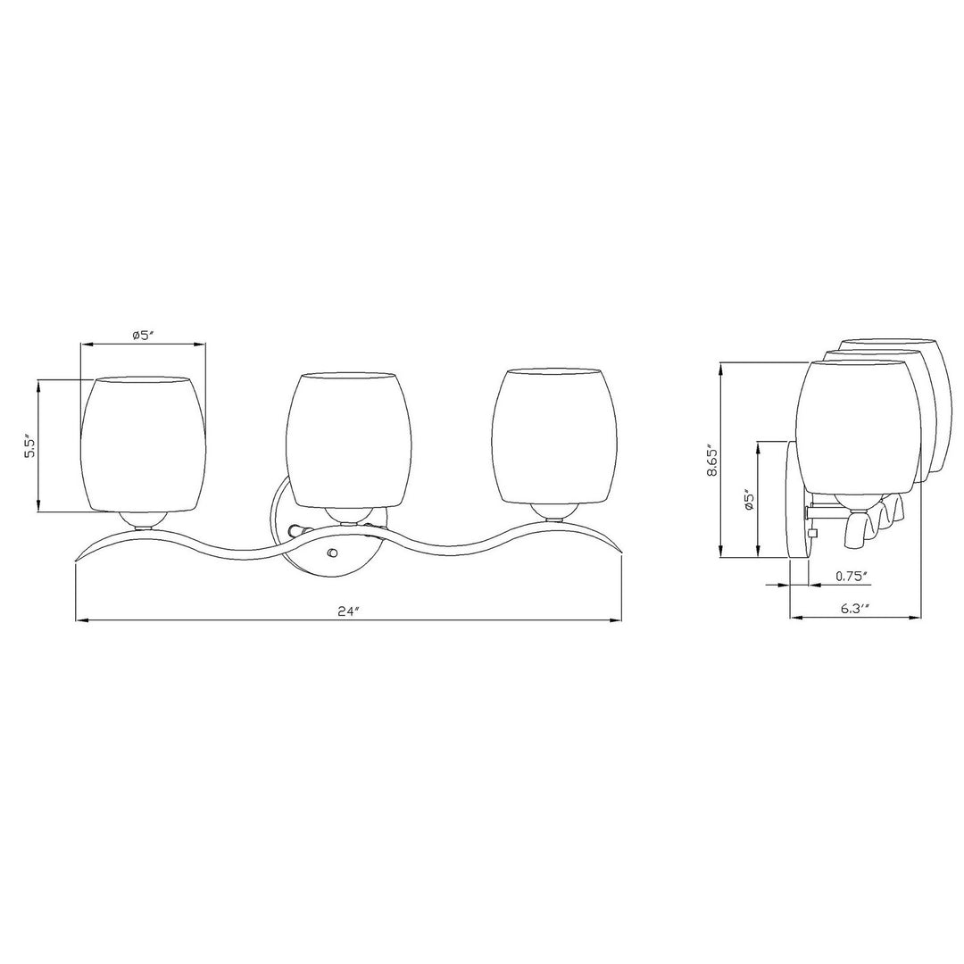 Forte Maria 5135-03-55 Bath Vanity Light 24 in. wide - Brushed Nickel