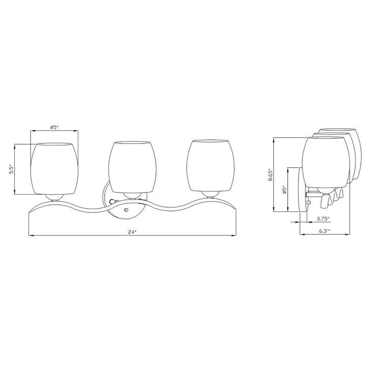 Forte Maria 5135-03-55 Bath Vanity Light 24 in. wide - Brushed Nickel