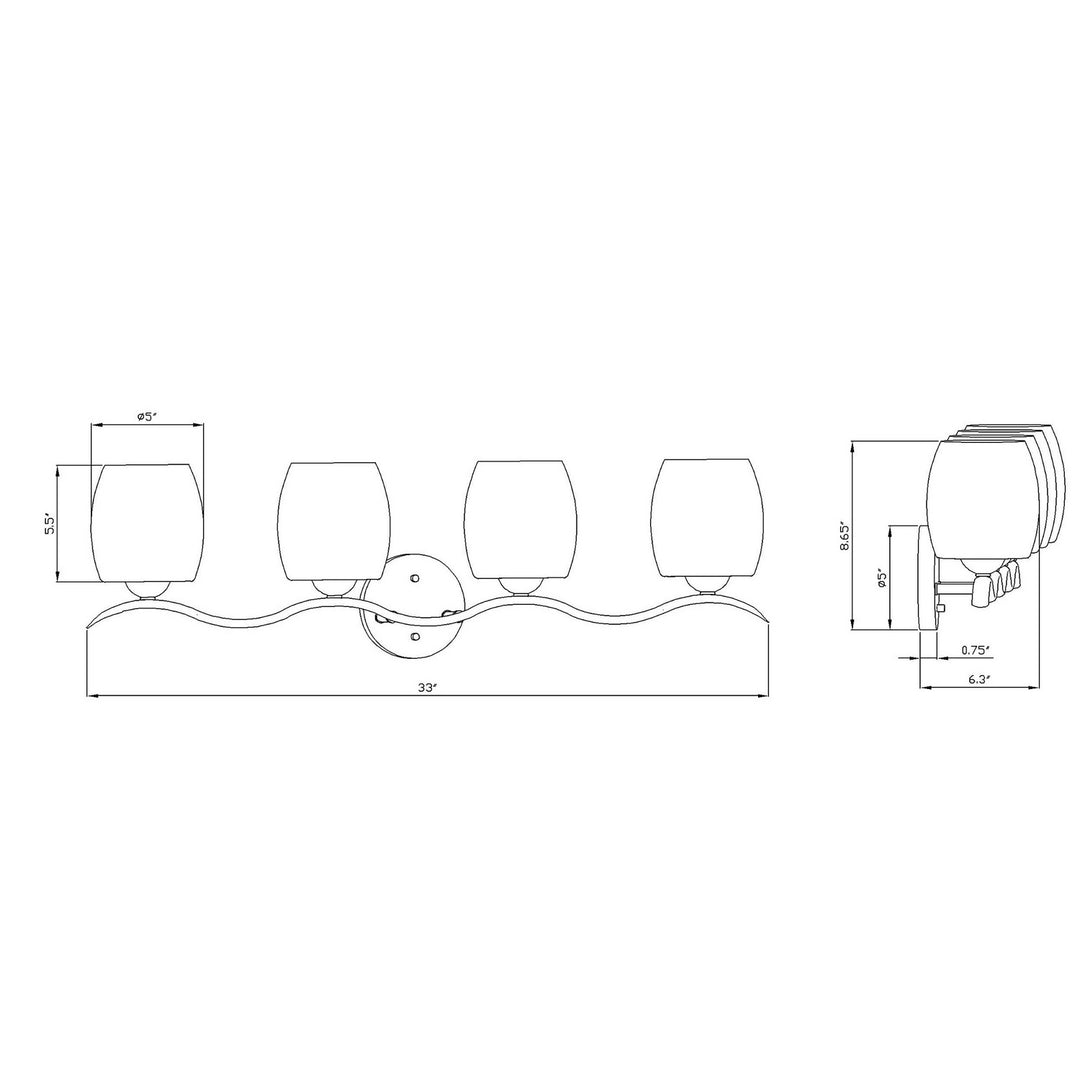 Forte Maria 5135-04-55 Bath Vanity Light 33 in. wide - Brushed Nickel