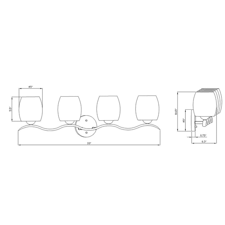 Forte Maria 5135-04-55 Bath Vanity Light 33 in. wide - Brushed Nickel
