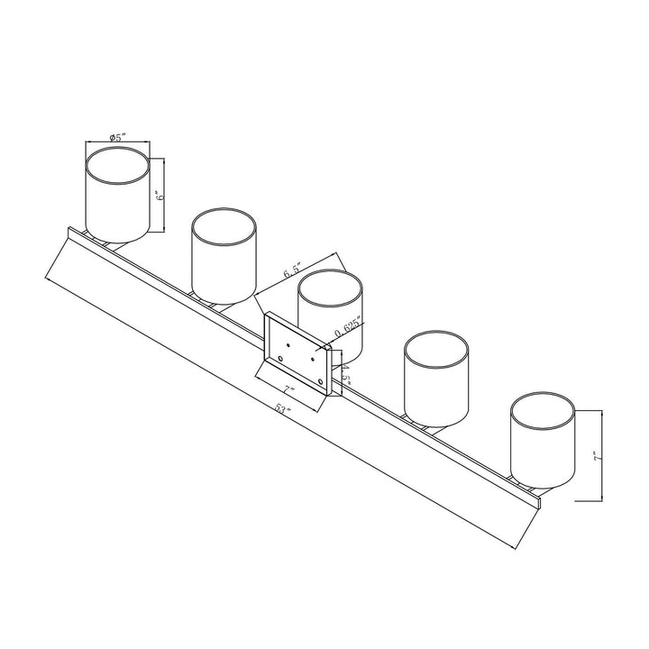 Forte Mona 5146-05-55 Bath Vanity Light 53 in. wide - Brushed Nickel