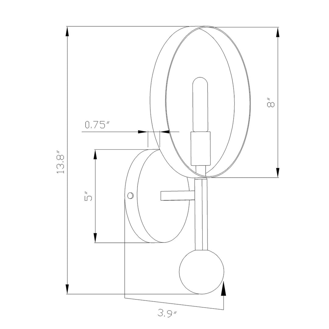 Forte Monocle 5620-01-42 Wall Light - Black and Gold