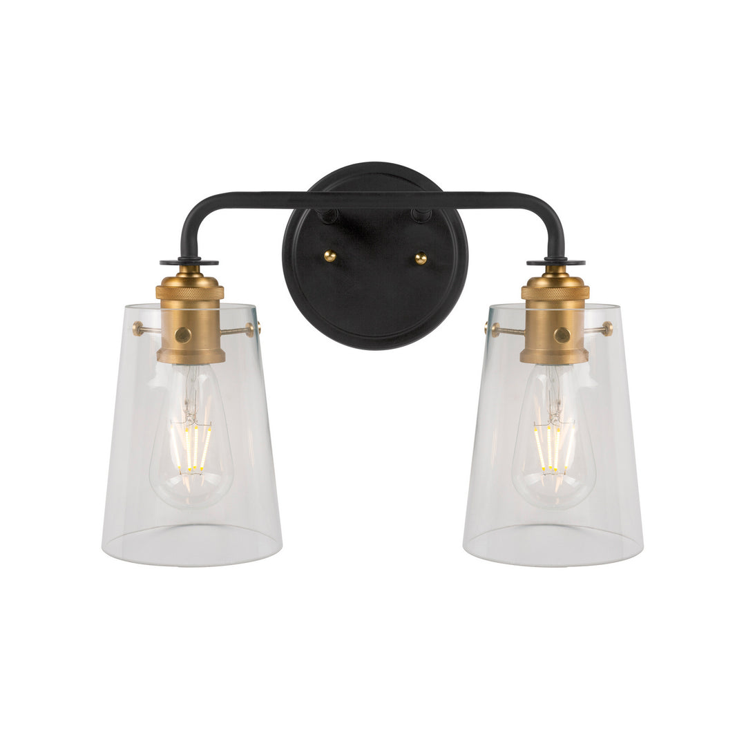 Forte Ronna 5118-02-62 Bath Vanity Light 15 in. wide - Black and Soft Gold