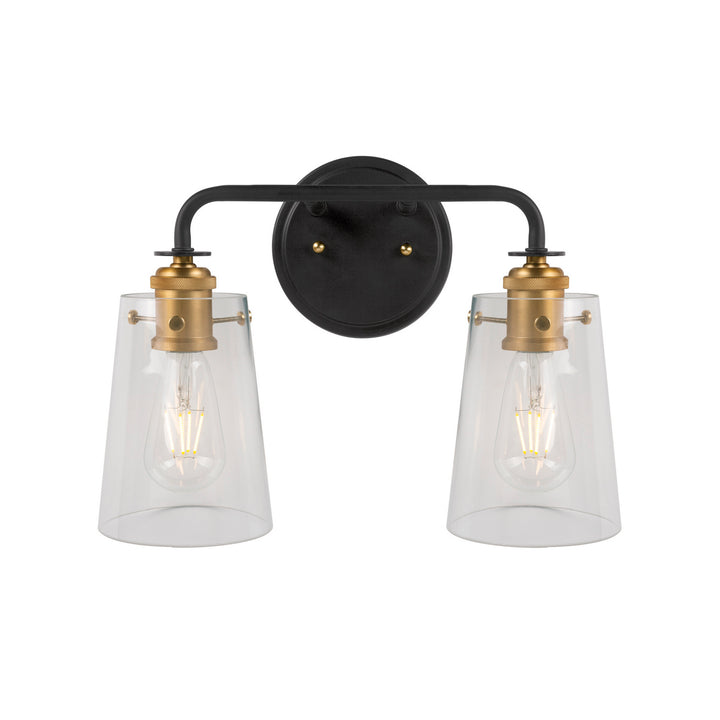Forte Ronna 5118-02-62 Bath Vanity Light 15 in. wide - Black and Soft Gold