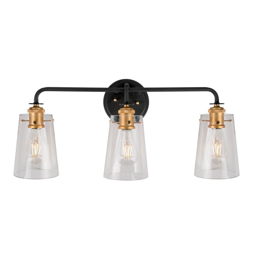 Forte Ronna 5118-03-62 Bath Vanity Light 25 in. wide - Black and Soft Gold