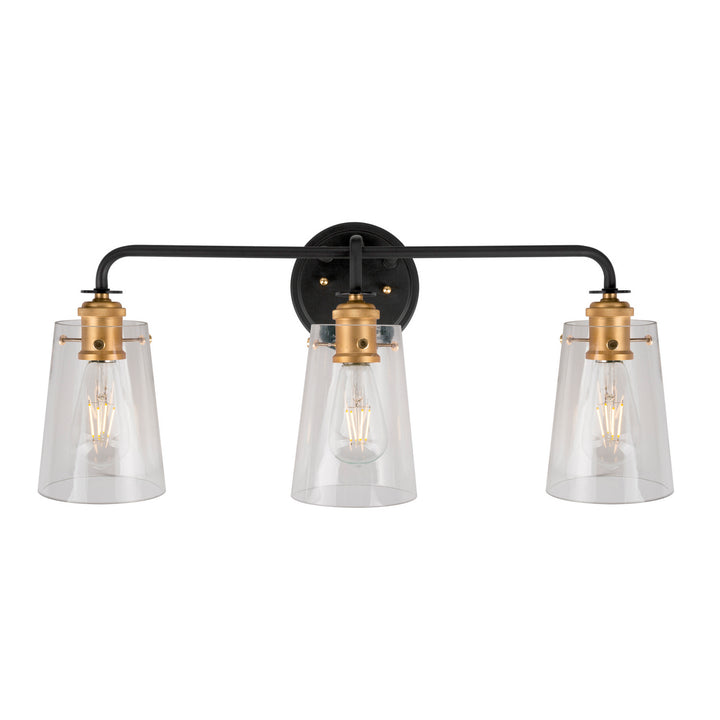 Forte Ronna 5118-03-62 Bath Vanity Light 25 in. wide - Black and Soft Gold