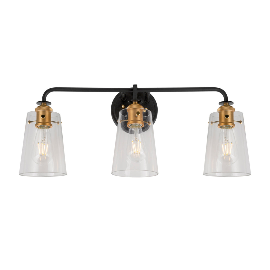 Forte Ronna 5118-03-62 Bath Vanity Light 25 in. wide - Black and Soft Gold